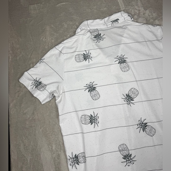 Travis Mathew Men’s Pineapple White Grey Striped Golf Athleisure Polo Size Large - Picture 10 of 15